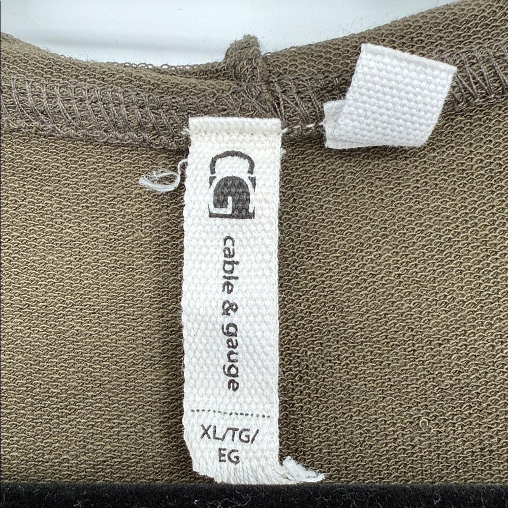 Cable & Gauge Olive Green Lace-Up Hooded Top XL Boho Long Sleeve - Picture 2 of 4